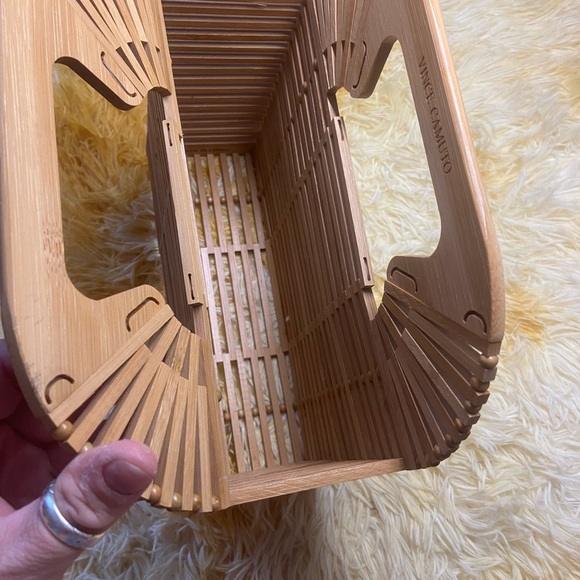 Vince Camuto Bayne Bamboo Purse Clutch Bag Double Handle - Picture 2 of 3